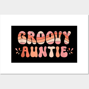 Groovy Auntie Matching Family 1St Birthday Party Posters and Art